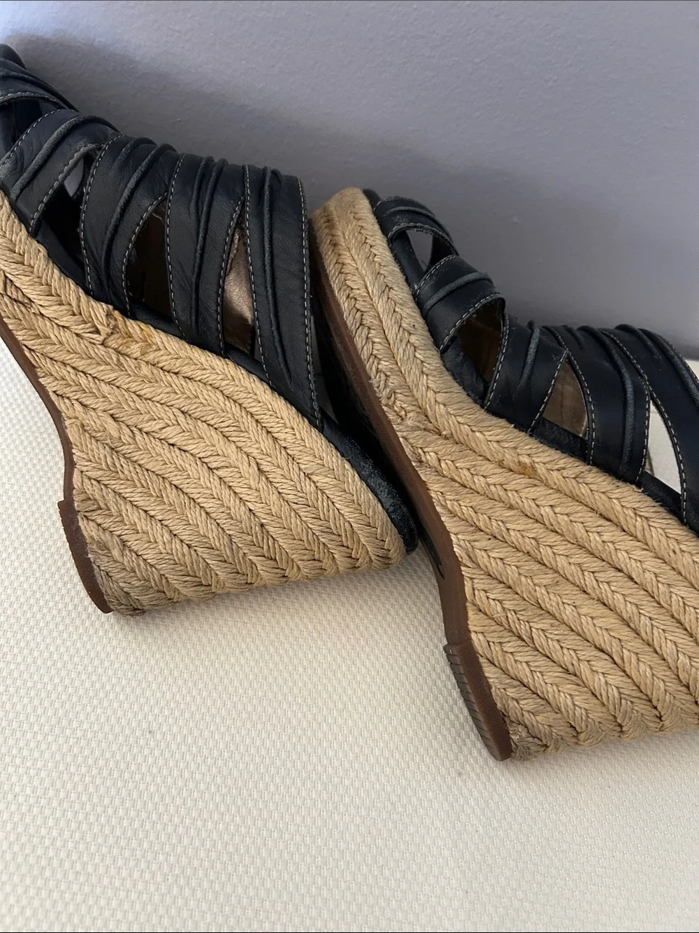 Sofft Ruched Leather Espadrilles